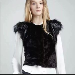 NWT ❤️ Neiman Marcus Designer Skaist Taylor Black Faux Fur Vest🔥 Size LARGE
